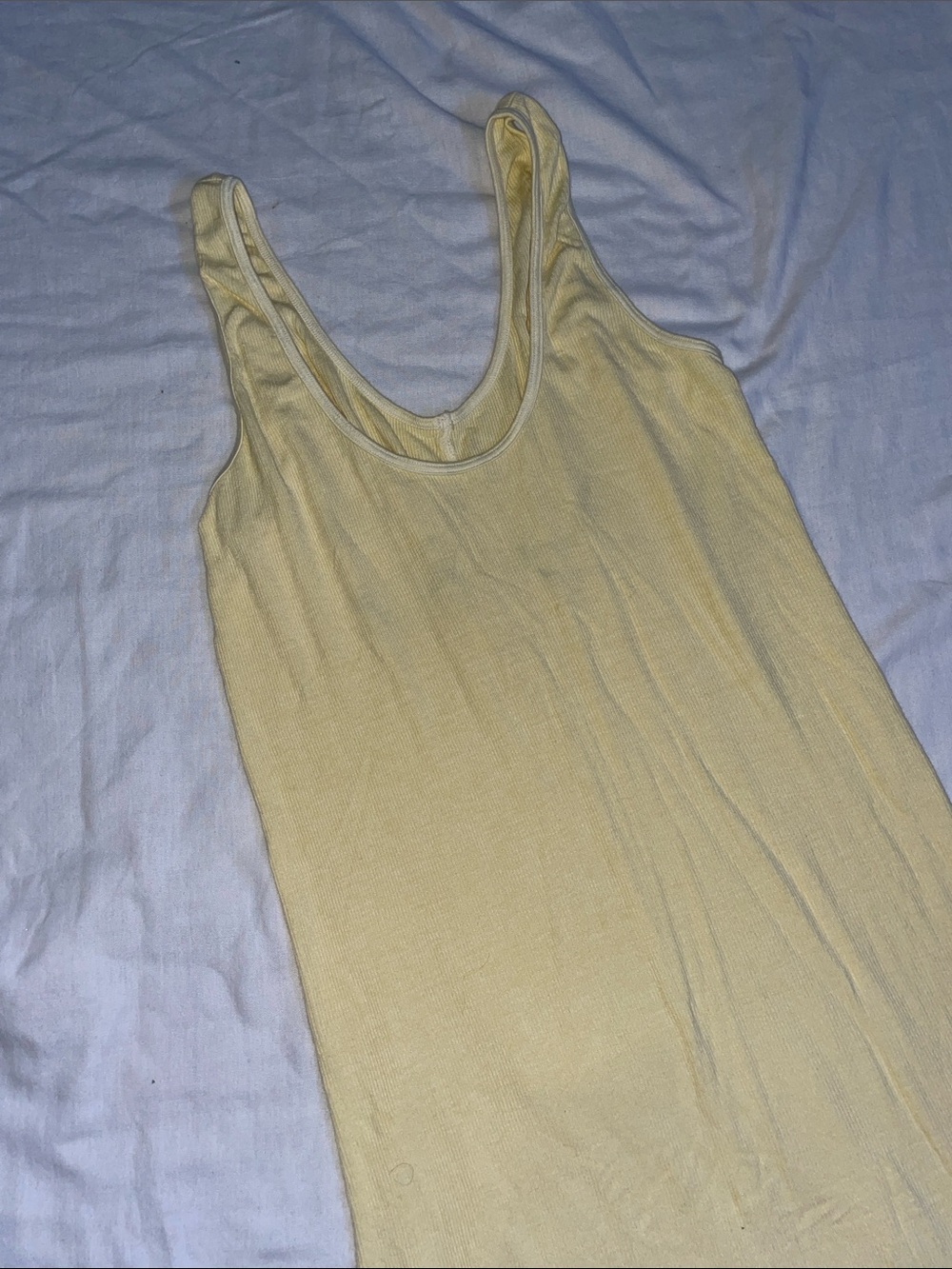 Enza Costa Light Yellow Ribbed Ribbed Scoop Neck Tank Dress